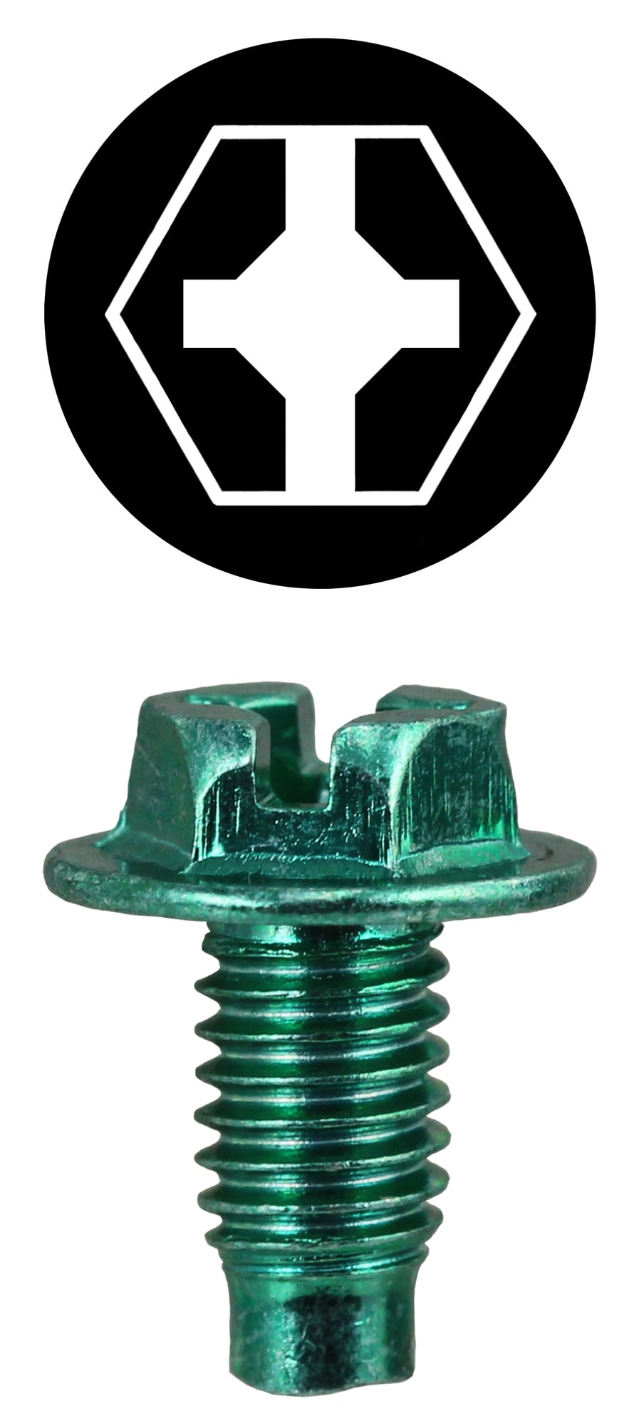 1032G Ground Machine Screw, #10-32 Screw, 3/8 in OAL, Phillips/Slotted/Square Drive, Steel