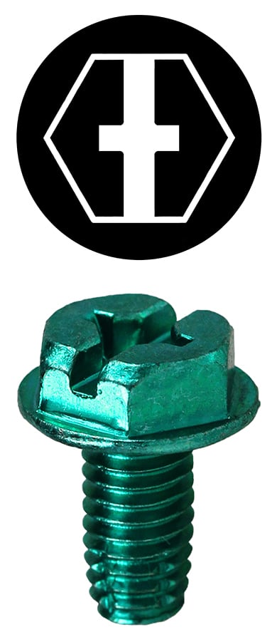 1032TCTP Ground Machine Screw, #10-32 Screw, 3/8 in OAL, Phillips/Slotted/Square Drive, Steel