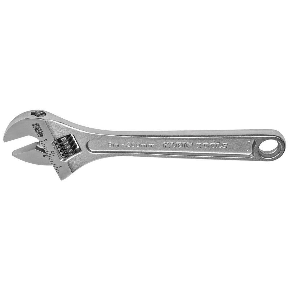 507-8 Extra Capacity Non-Insulated Adjustable Wrench, 1-1/8 in, Polished Chrome, 8-1/8 in OAL, Forged Alloy Steel Body, Forged Alloy Steel