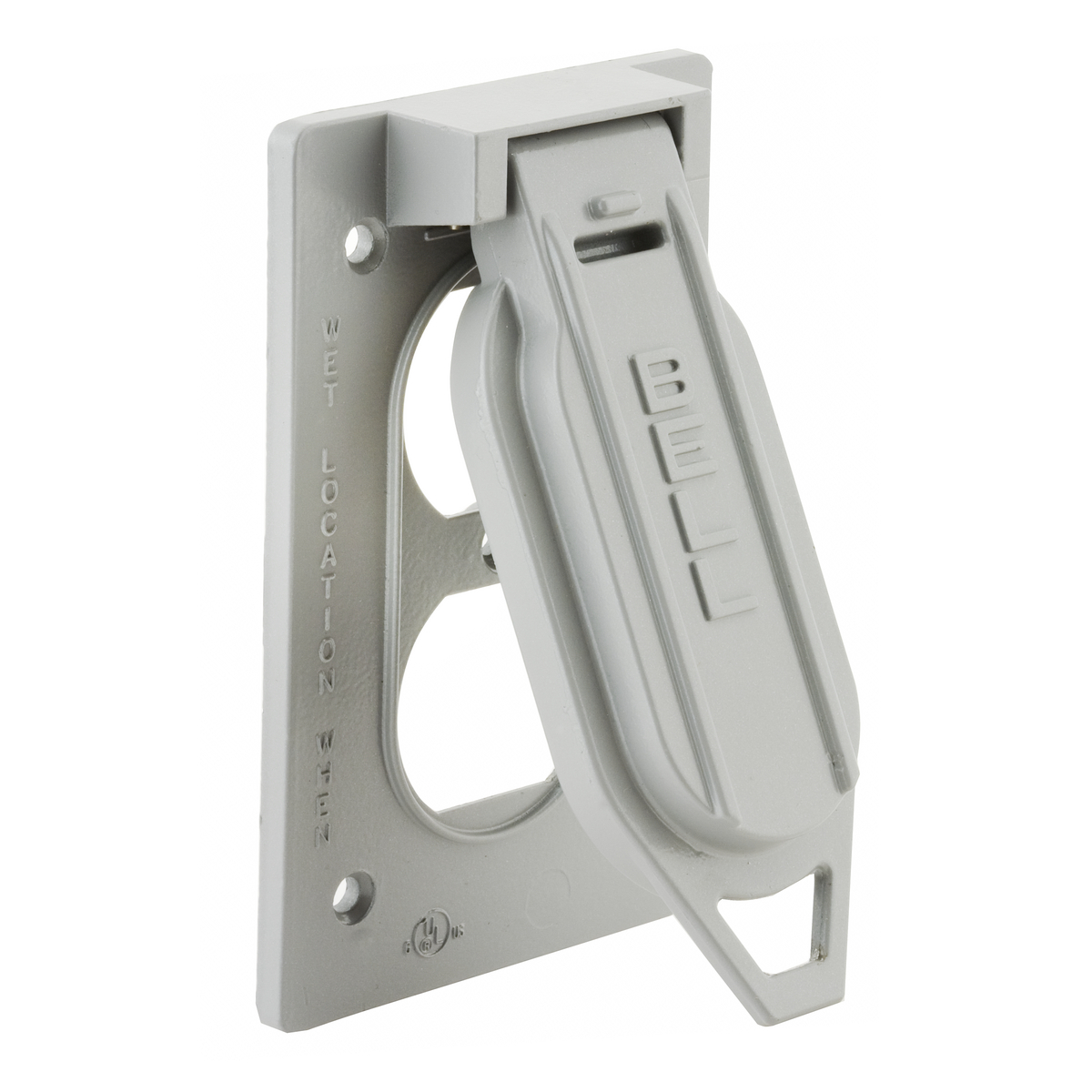 5095-0 Weatherproof Flip Cover, 2-13/16 in L x 4-9/16 in W x 51/64 to 4-1/2 in D, Duplex Flip/Snap Cover, Die Cast Aluminum