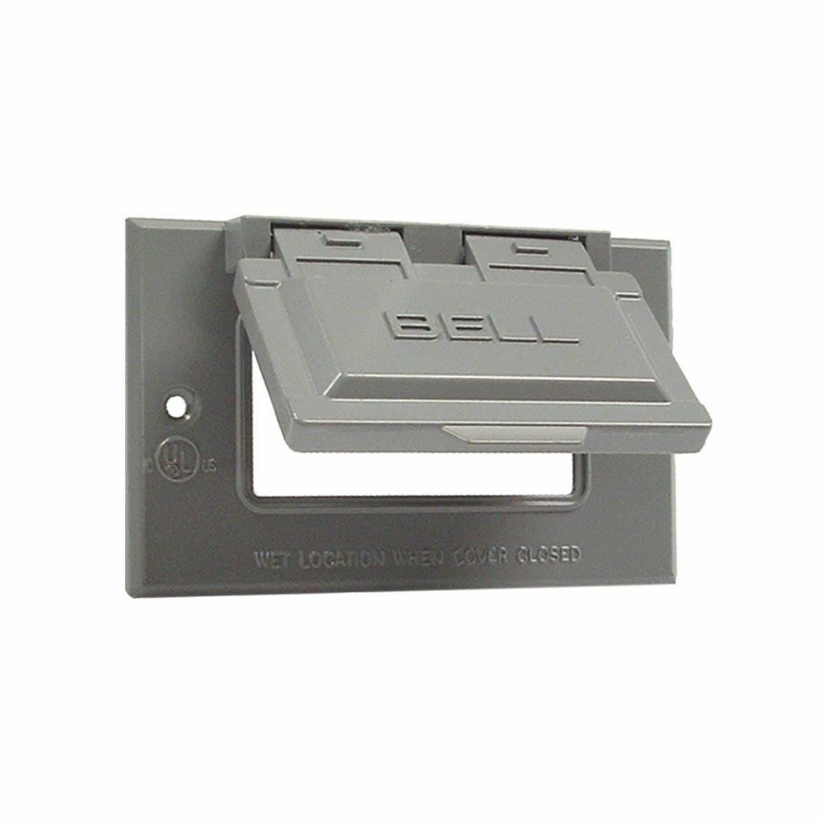 1G HORIZONTAL WP COVER GFCI - GRAY - CARDED