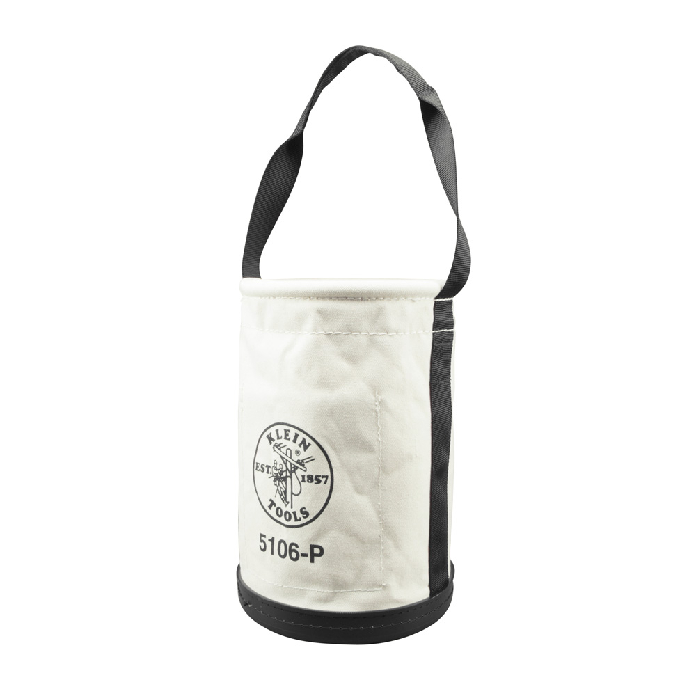 5106P Straight Wall Bucket, 14 in H, 2 Pockets, #6 Canvas, Off-White