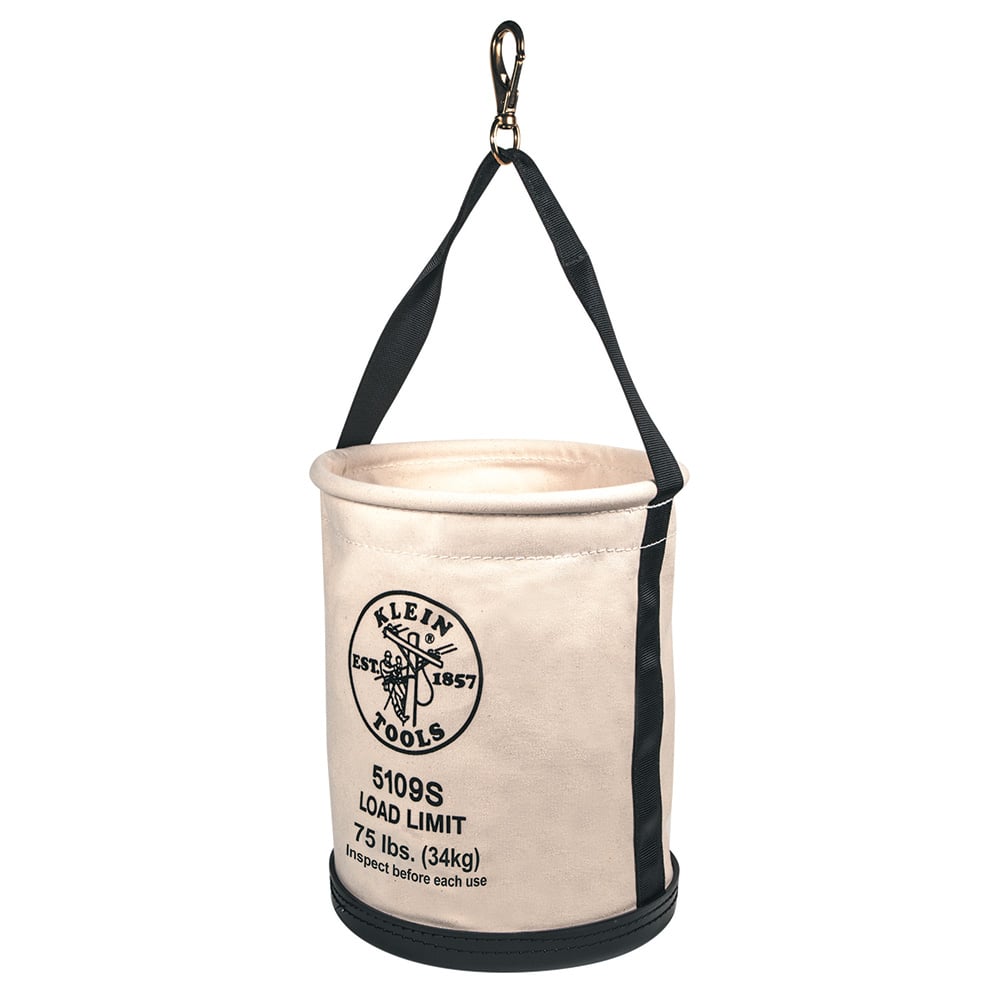 5109S Wide Opening Straight Wall Bucket, 15 in H, 1 Pocket, #6 Canvas, Off-White