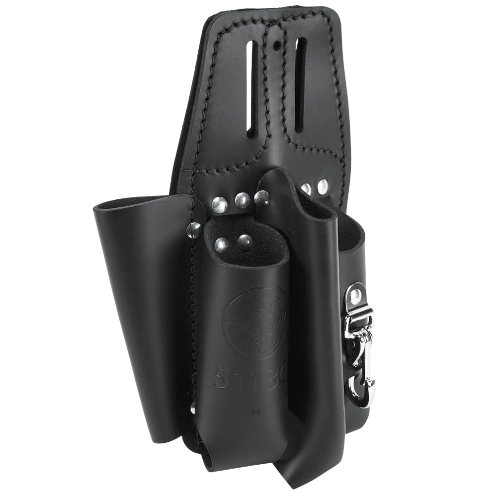 5118C 4-Pocket Slotted Tool Pouch, Leather, Black
