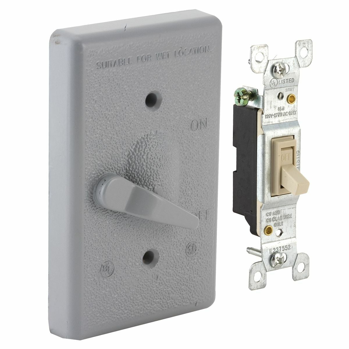5121-0 1-Pole Weatherproof Lever Switch Cover, 2-53/64 in L x 39/64 in W x 4-39/64 in D, Die Cast Aluminum