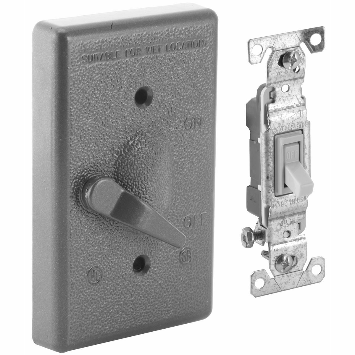 5121-2 1-Pole Weatherproof Lever Switch Cover, 2-53/64 in L x 39/64 in W x 4-39/64 in D, Die Cast Aluminum