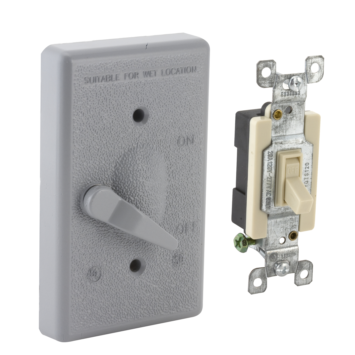 5128-0 1-Pole Weatherproof Lever Switch Cover, 2.828 in L x 0.609 in W x 4-39/64 in D, Die Cast Aluminum