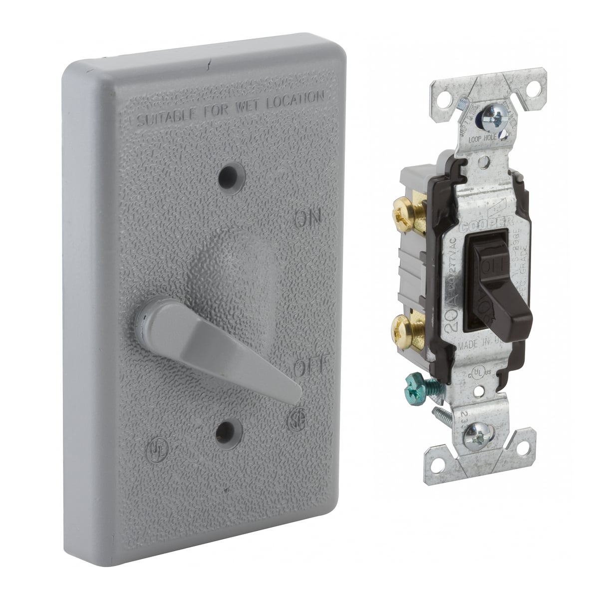 5137-0 2-Pole Weatherproof Lever Switch Cover, 2.828 in L x 0.609 in W x 4-39/64 in D, Flip/Snap/Toggle Switch Cover, Die Cast Aluminum