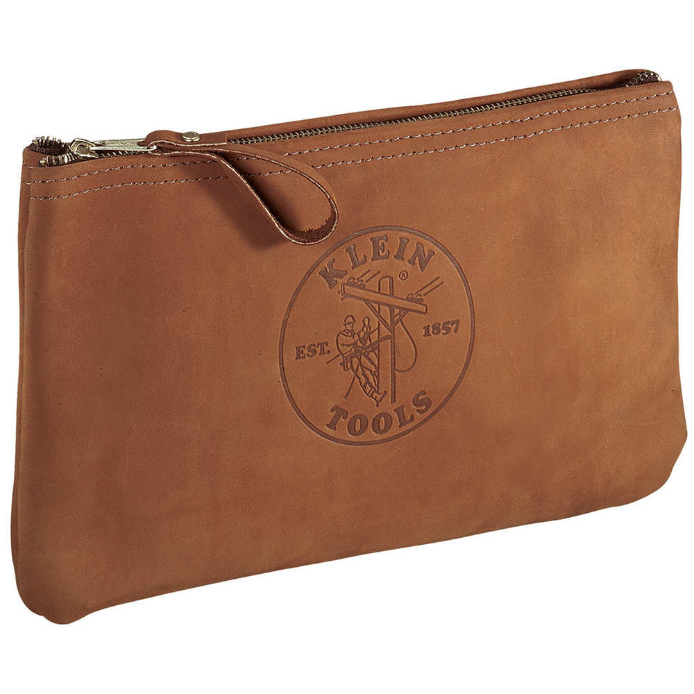 5139L Zipper Bag, Leather/Nylon, Brown