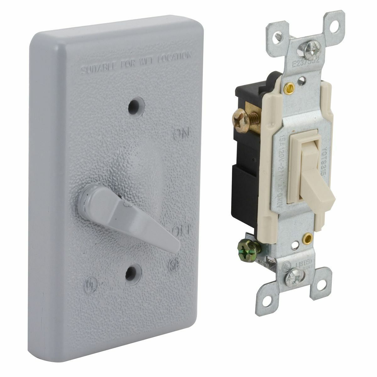 5141-0 3-Way Weatherproof Lever Switch Cover, 2.828 in L x 0.609 in W x 4-39/64 in D, 3-Way Toggle Switch Cover, Die Cast Aluminum
