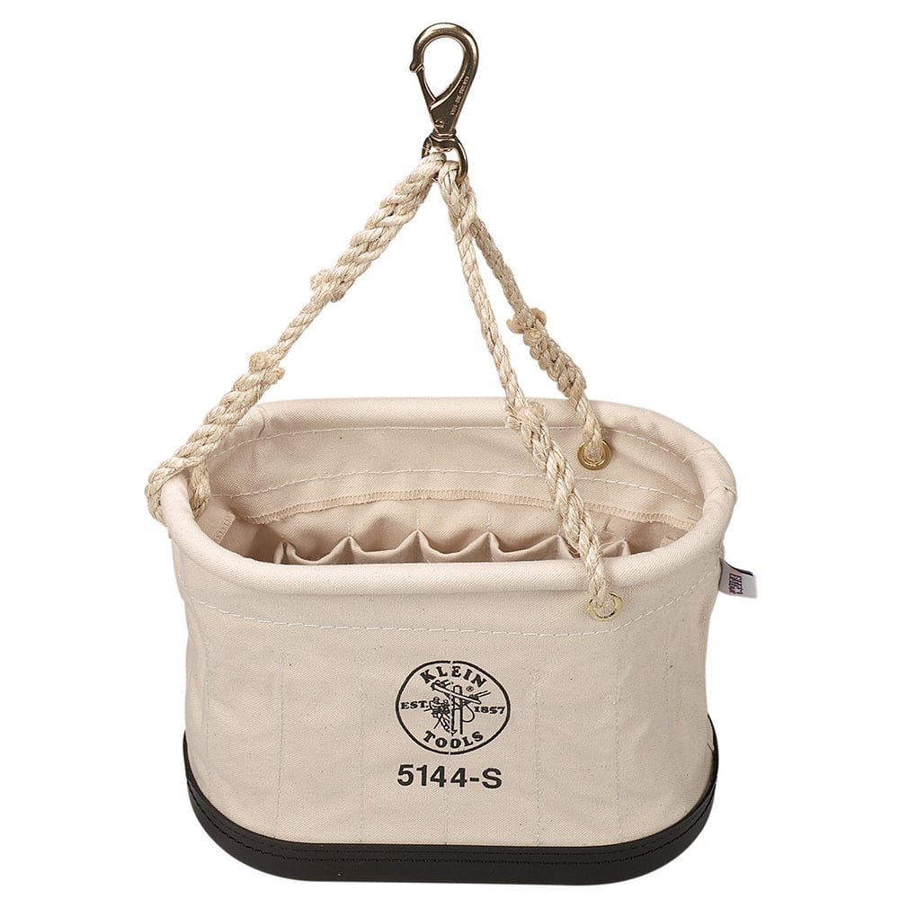 5144S Oval Bucket, 10 in H x 7 in W x 5 in D, 15 Pockets, #6 Canvas, Off-White