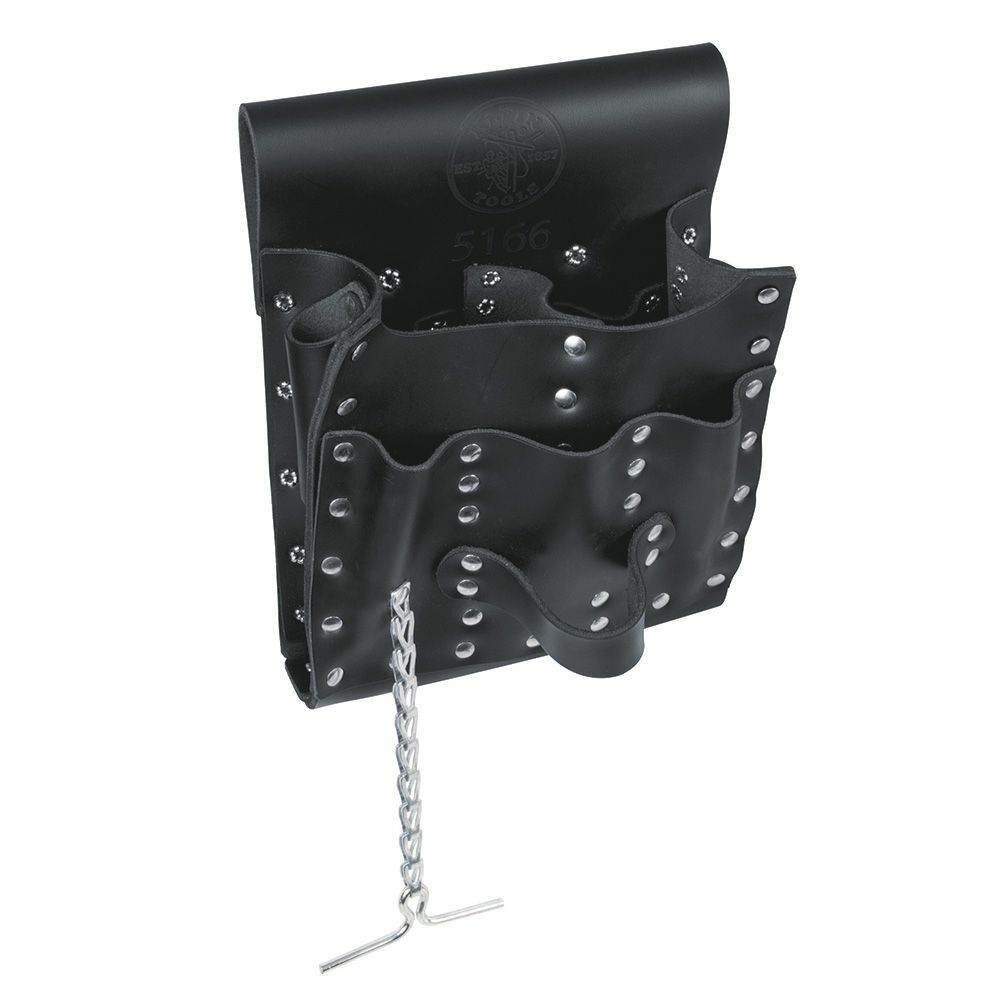 5166 7-Pocket Roomy Tool Pouch, Leather, Black