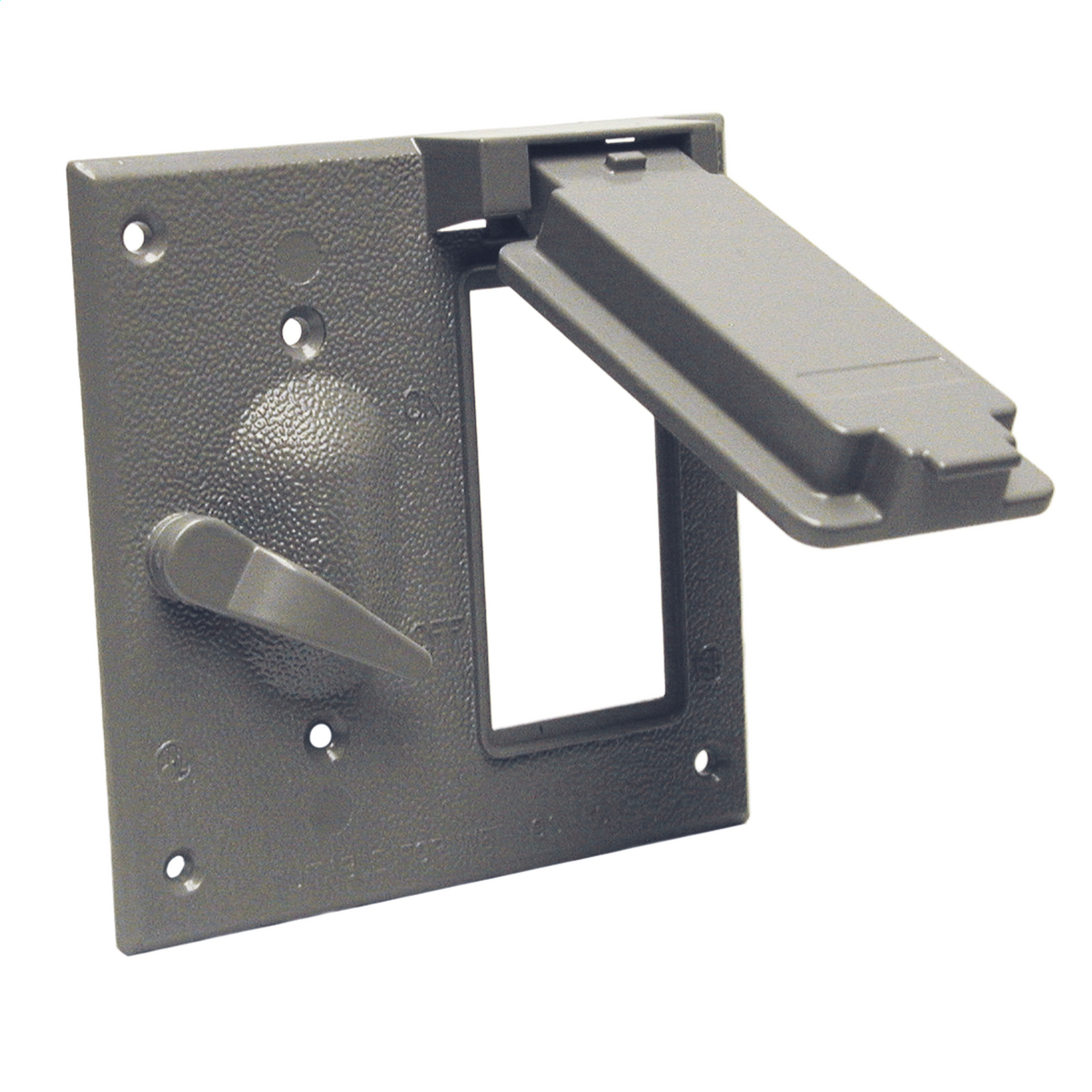 5167-0 GFCI Toggle Weatherproof Lever Switch Cover, 4-17/32 in L x 4-17/32 in W, Die Cast Aluminum