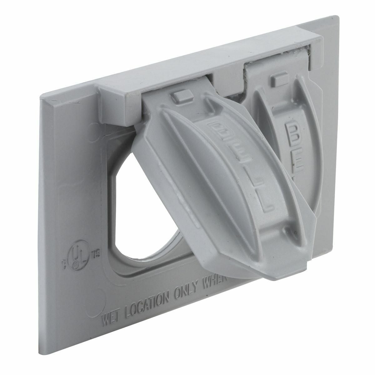 5180-0 Weatherproof Outlet Box Cover, 2.813 in L x 4.563 in W x 1 in D, Duplex Receptacle, Rugged Metal
