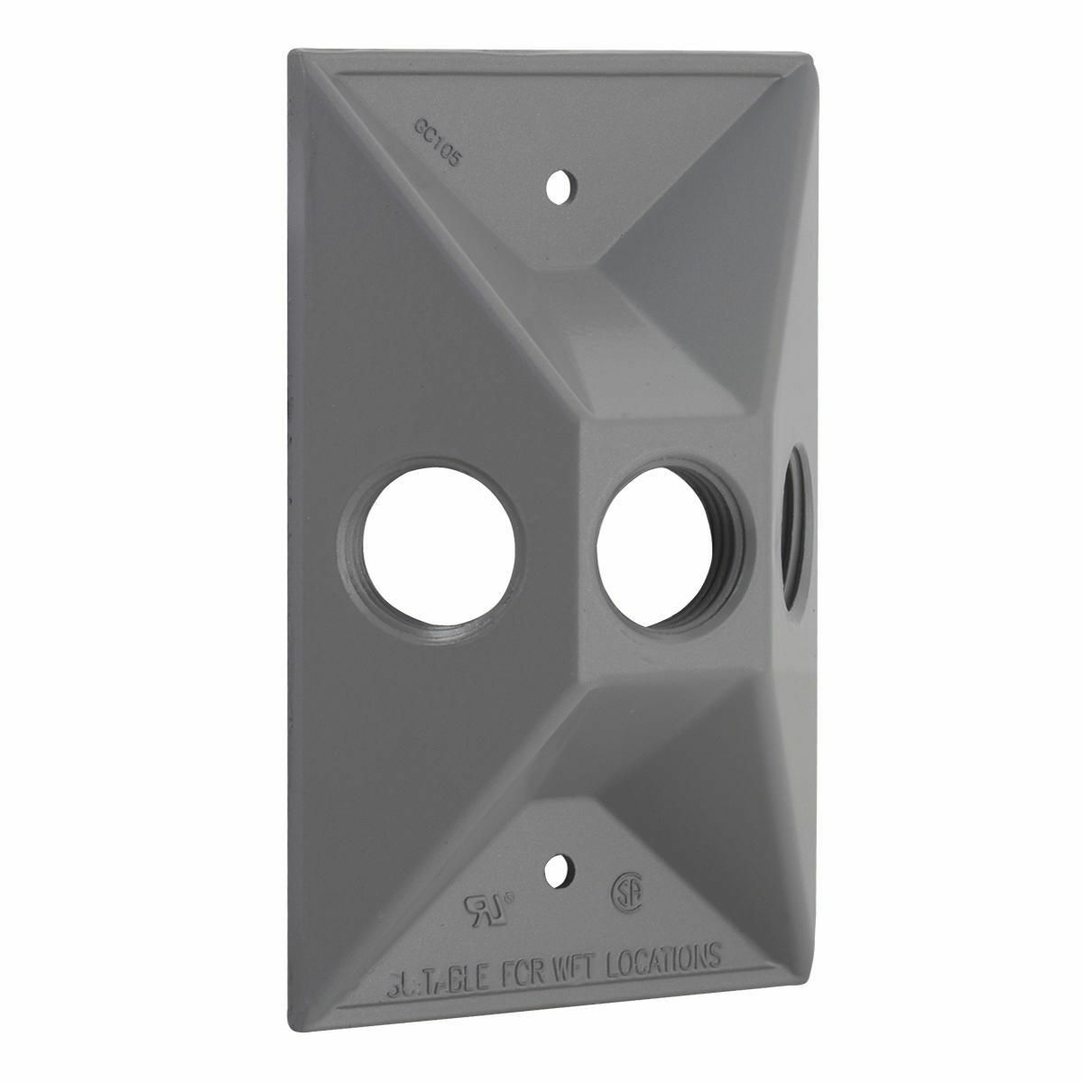 5189-0 Weatherproof Cluster Cover, 2-27/32 in L x 4-19/32 in W x 1.063 in D, Lampholder/Cluster Cover, Die Cast Aluminum