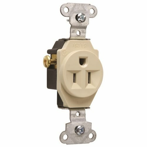 5251I 15 Amp 125V  Single Receptacle, Side Wire, Ivory
