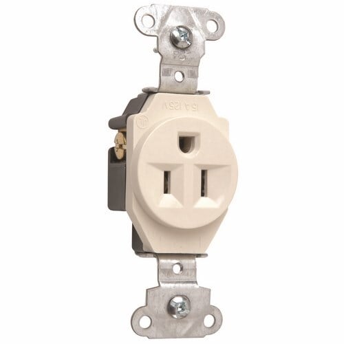 5251LA 15 Amp 125V  Single Receptacle, Side Wire, Light Almond
