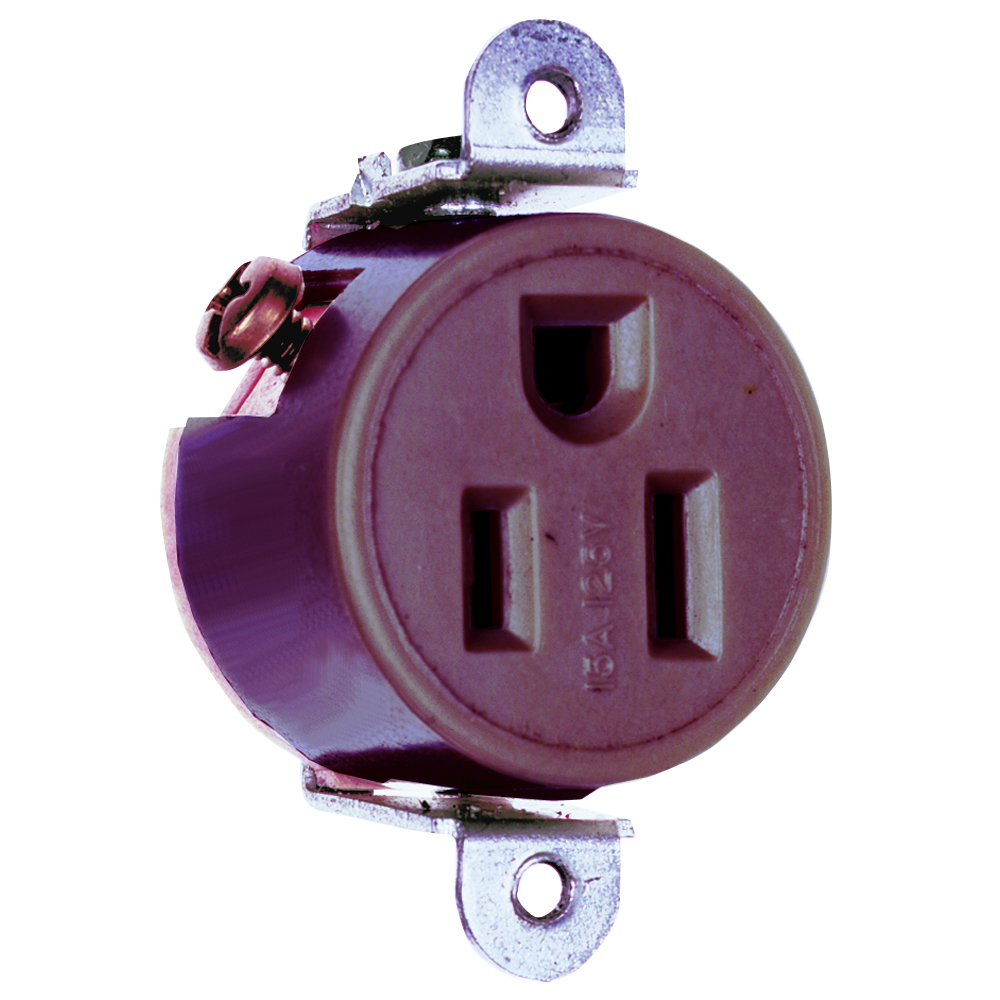5258 Short Strap Spec Grade Single Receptacle, Side Wire, 15 Amp 125V