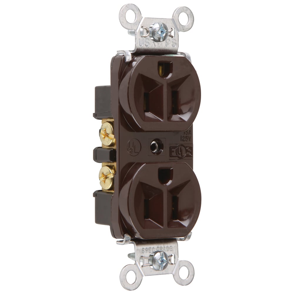 5262 Hard Use Spec Grade Duplex Receptacle Back and Side Wire 15 Amp 125V