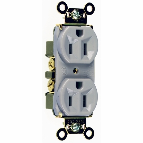 5262AGRY Industrial Extra Heavy Duty Spec Grade Receptacles, Back and Side Wire, 15 Amp, 125V, Gray