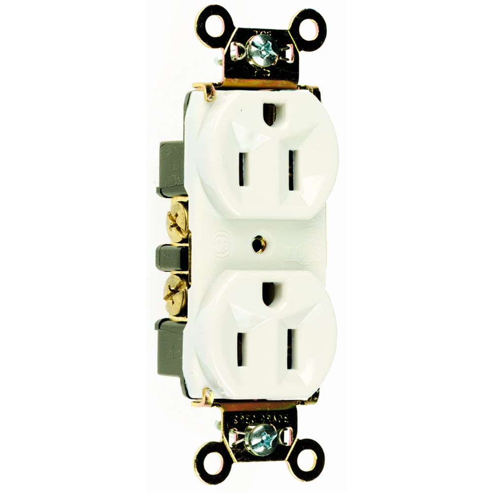 5262AW Industrial Extra Heavy Duty Spec Grade Receptacles, Back and Side Wire, 15 Amp, 125V, White