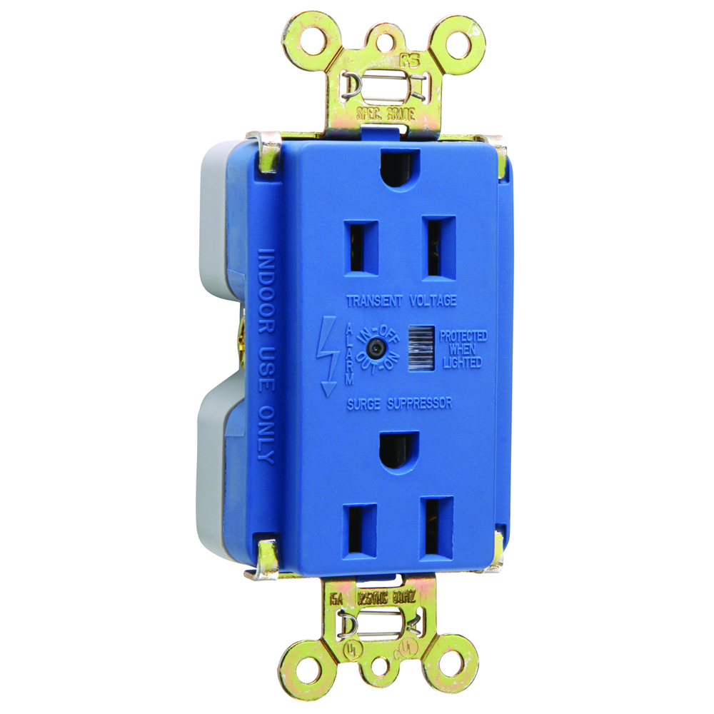 5262BLSP 15 Amp 125V Extra  Surge Protective Duplex Receptacle, Blue