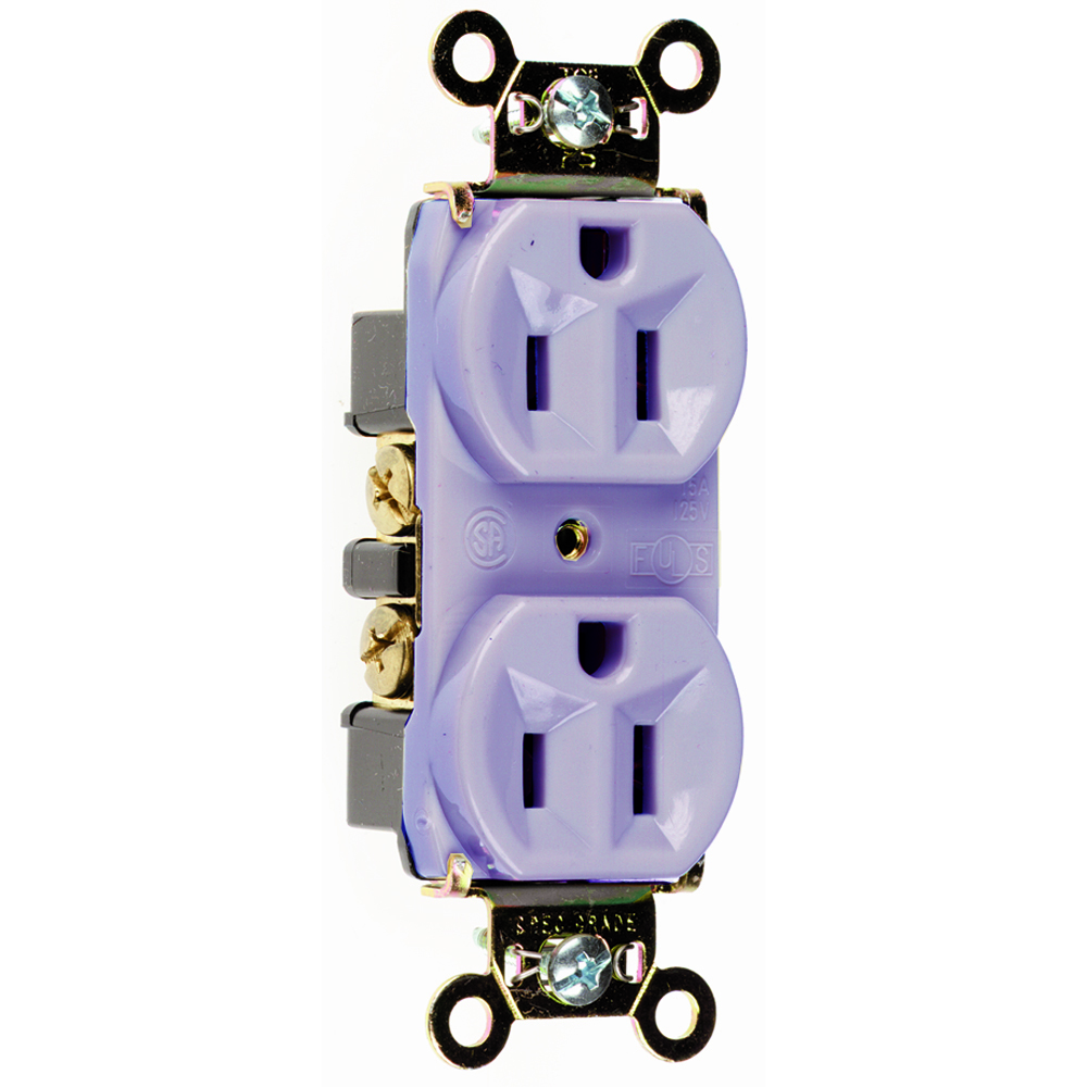 5262GRY 15 Amp 125V Hard Use Spec-Grade Duplex Receptacle, Back and Side Wire, Gray