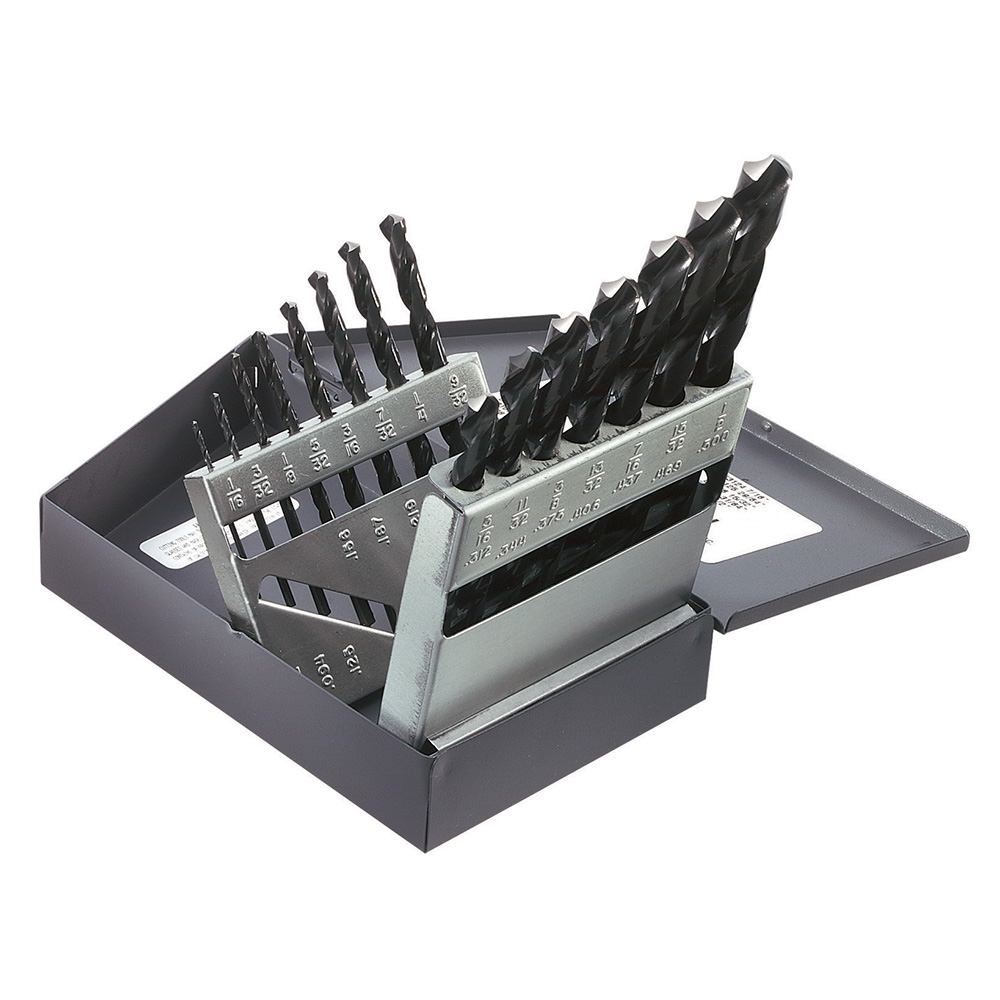 53001 Standard Jobber Length Regular Point Drill Set, 1/16 in Min Drill Bit, 1/2 in Max Drill Bit, 118 deg Drill Point Angle, 15 Pieces, HSS, Black Oxide