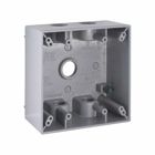 2G WP BOX (5) 1/2 IN. OUTLETS GRAY CARDED