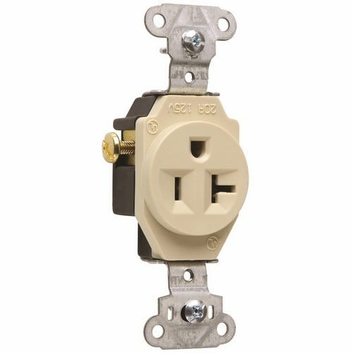 5351I 20 Amp 125V  Single Receptacle, Side Wire, Ivory
