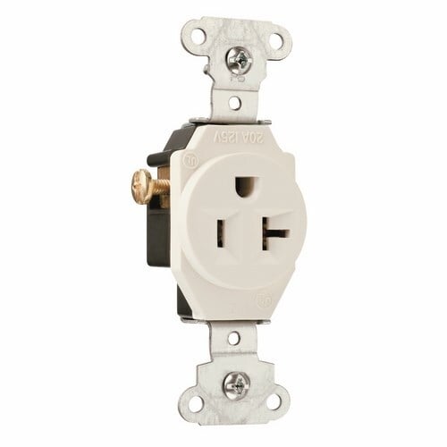 5351LA 20 Amp 125V  Single Receptacle, Side Wire, Light Almond