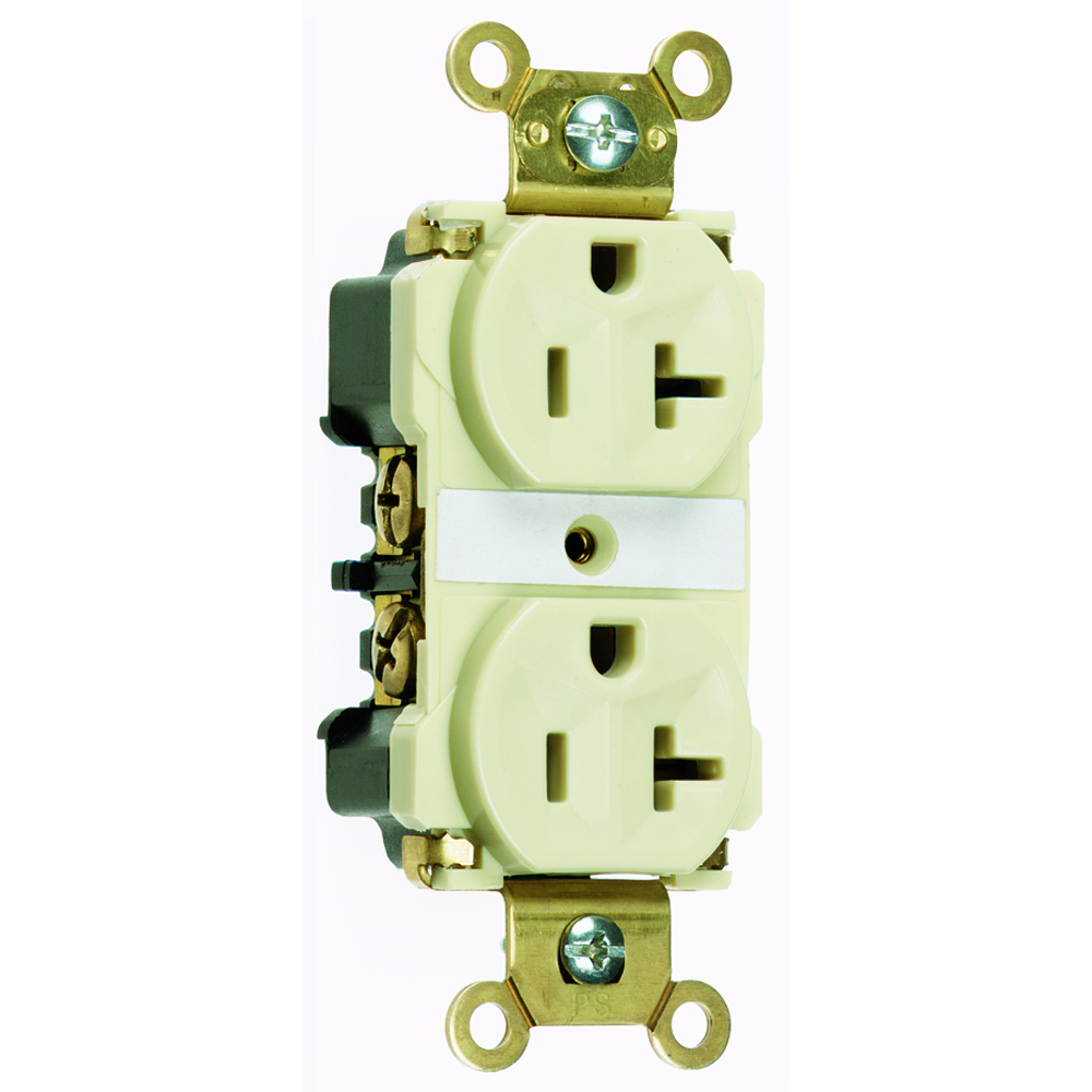 5362A 20 Amp 125V Industrial Extra  Duplex Receptacle, Back and Side Wire, Brown