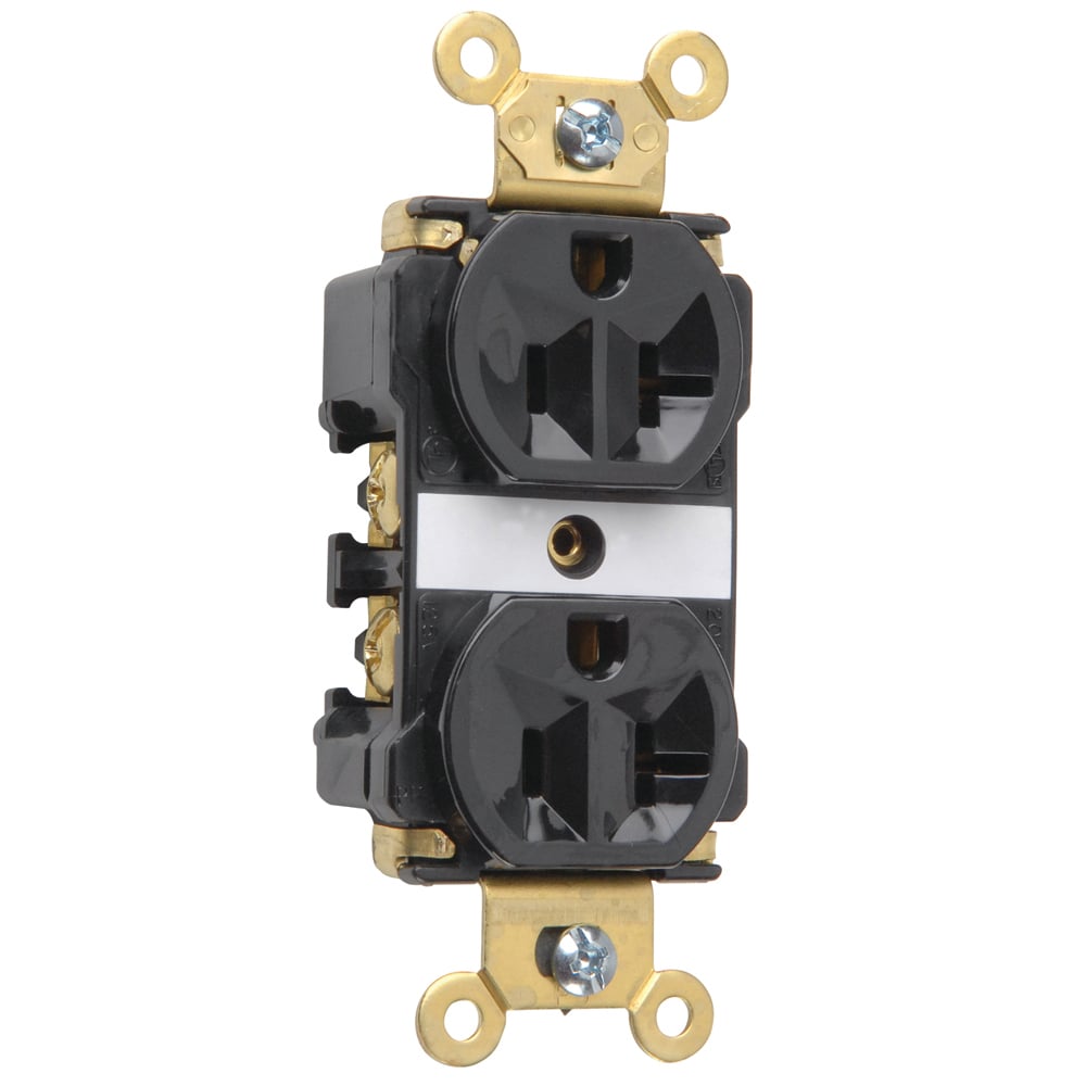 5362ABK 20 Amp 125V Industrial Extra  Duplex Receptacle, Back and Side Wire, Black