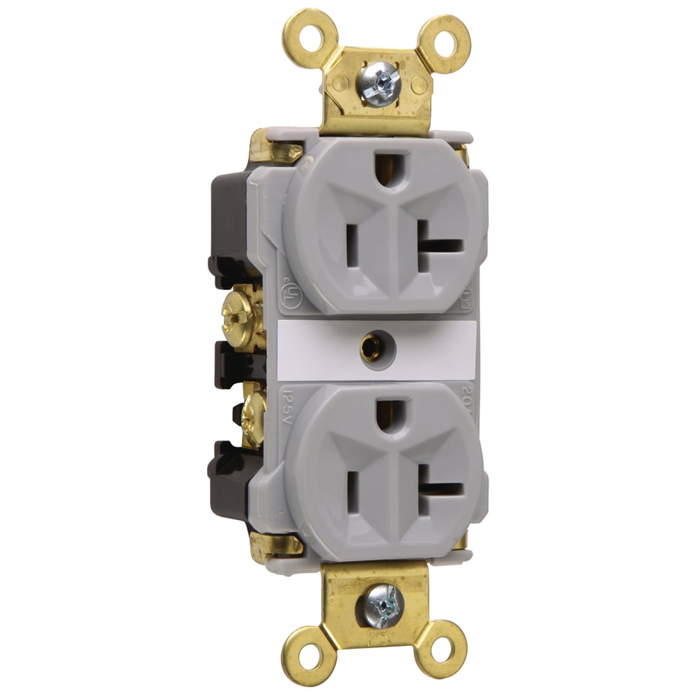 5362AGRY 20 Amp 125V Industrial Extra  Duplex Receptacle, Back and Side Wire, Gray