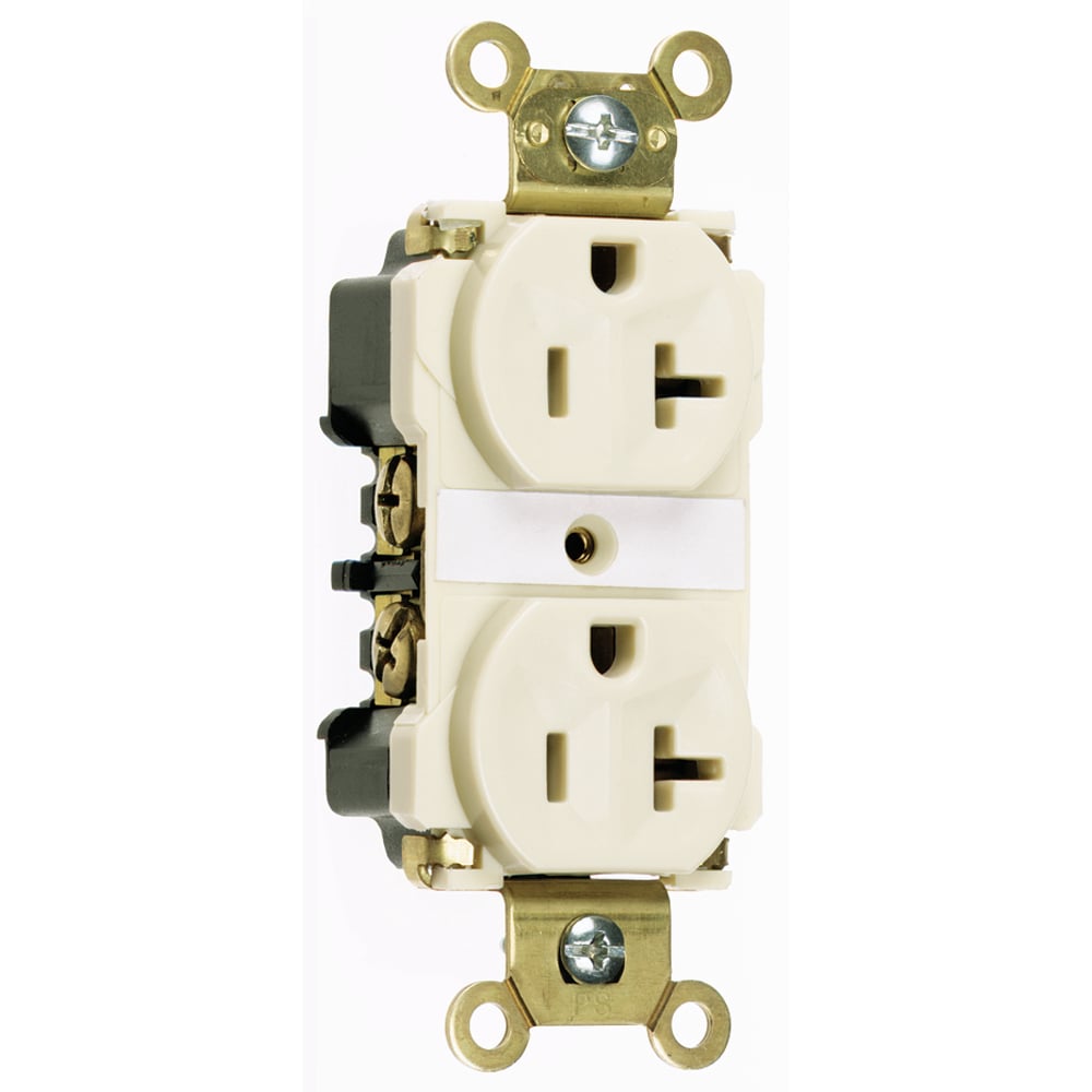 5362ALA 20 Amp 125V Industrial Extra Duplex Receptacle, Back and Side Wire, Light Almond