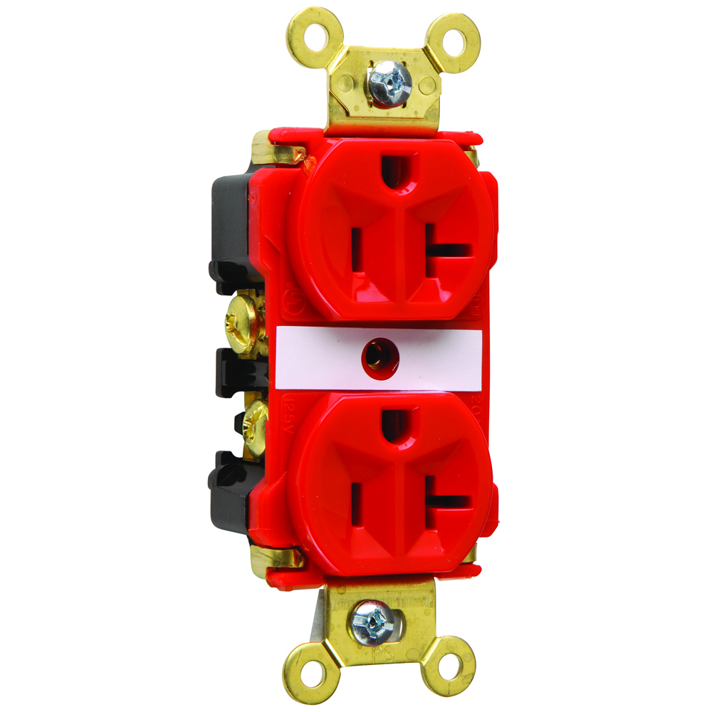 5362ARED 20 Amp 125V Industrial Extra  Duplex Receptacle, Back and Side Wire, Red