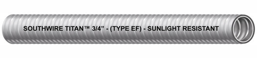 55107202 Titan2 Type LTM-EF Liquid Tight Flexible Metal Conduit, 2 in Trade, 2.02 to 2.045 in ID x 2.34 to 2.375 in OD, 50 ft L, Aluminum/Steel