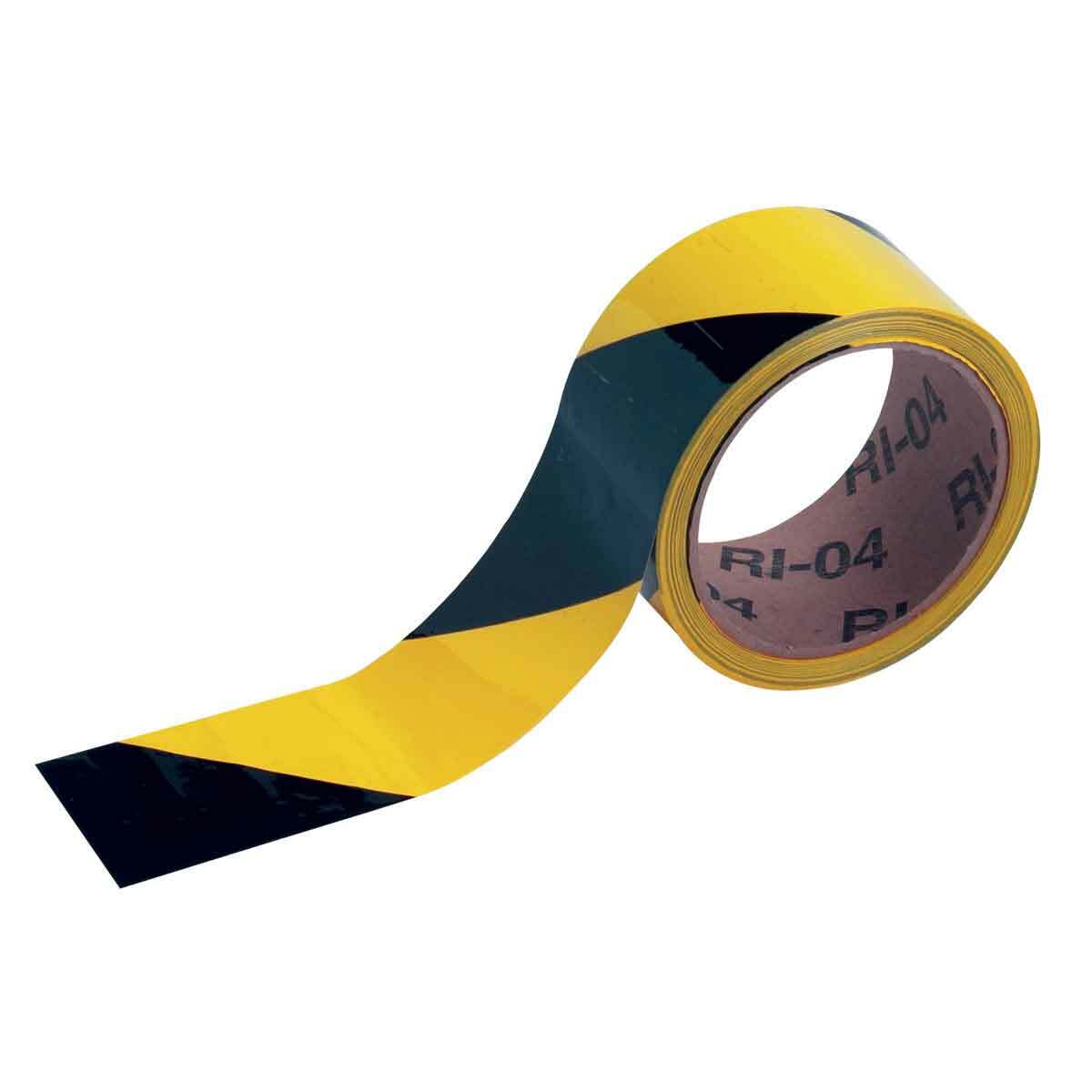 55302 Overlaminate Warning Stripe and Check Marking Tape, 18 yd L x 2 in W, Black on Yellow, B-950 Vinyl/Polyester