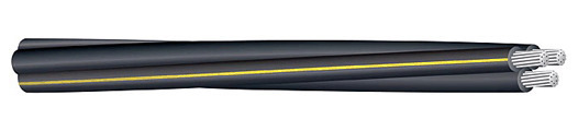 55417701 Wesleyan Triplex Secondary UD Cable With Yellow Extruded Stripe Neutral, 600 V AC, (3) 350 kcmil Stranded Aluminum Conductor, 1000 ft L