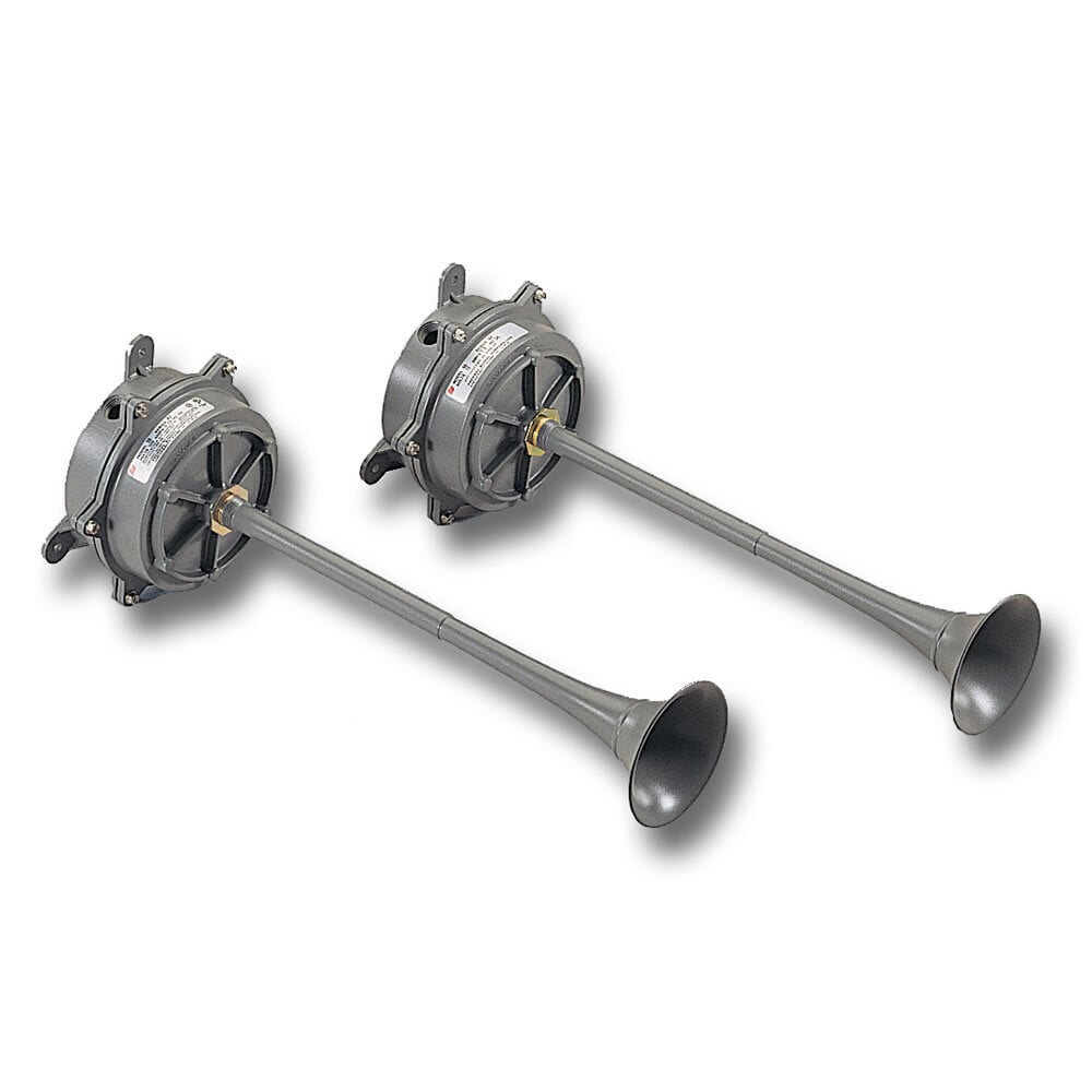 56-024-1 56 Series Electric Resonating Horn, 24 V DC, 3 A, 116/106 dB Sound, Indoor/Outdoor, Gray, ARRA Compliant|BAA Compliant|cUL Listed|UL Listed|CSFM Approved
