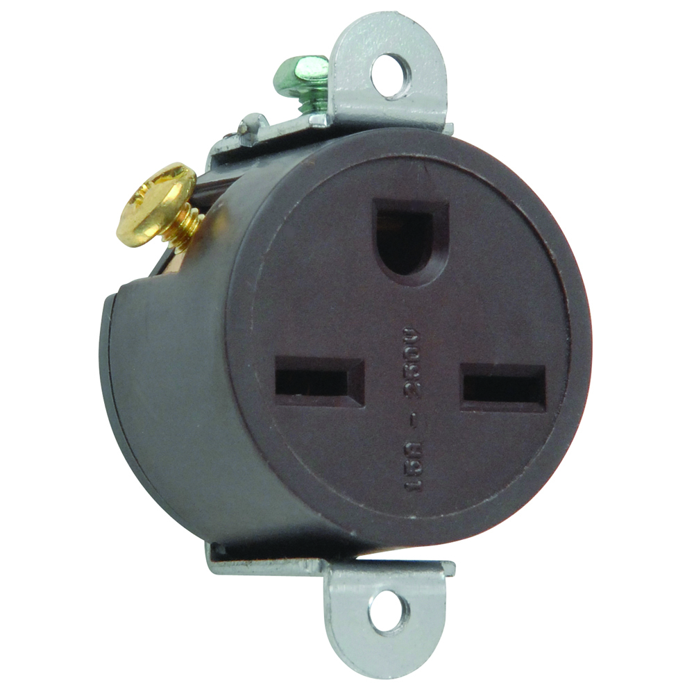 5658 Short Strap Spec Grade Single Receptacle, Side-Wire, 15 Amp 250V