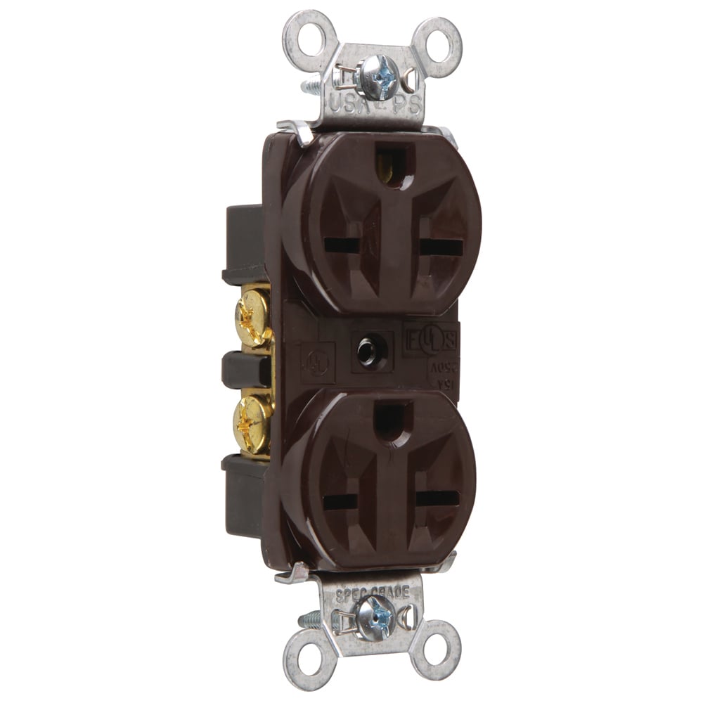 5662 Heavy-Duty Spec Grade Duplex Receptacle Back and Side-Wire 15 Amp 250V