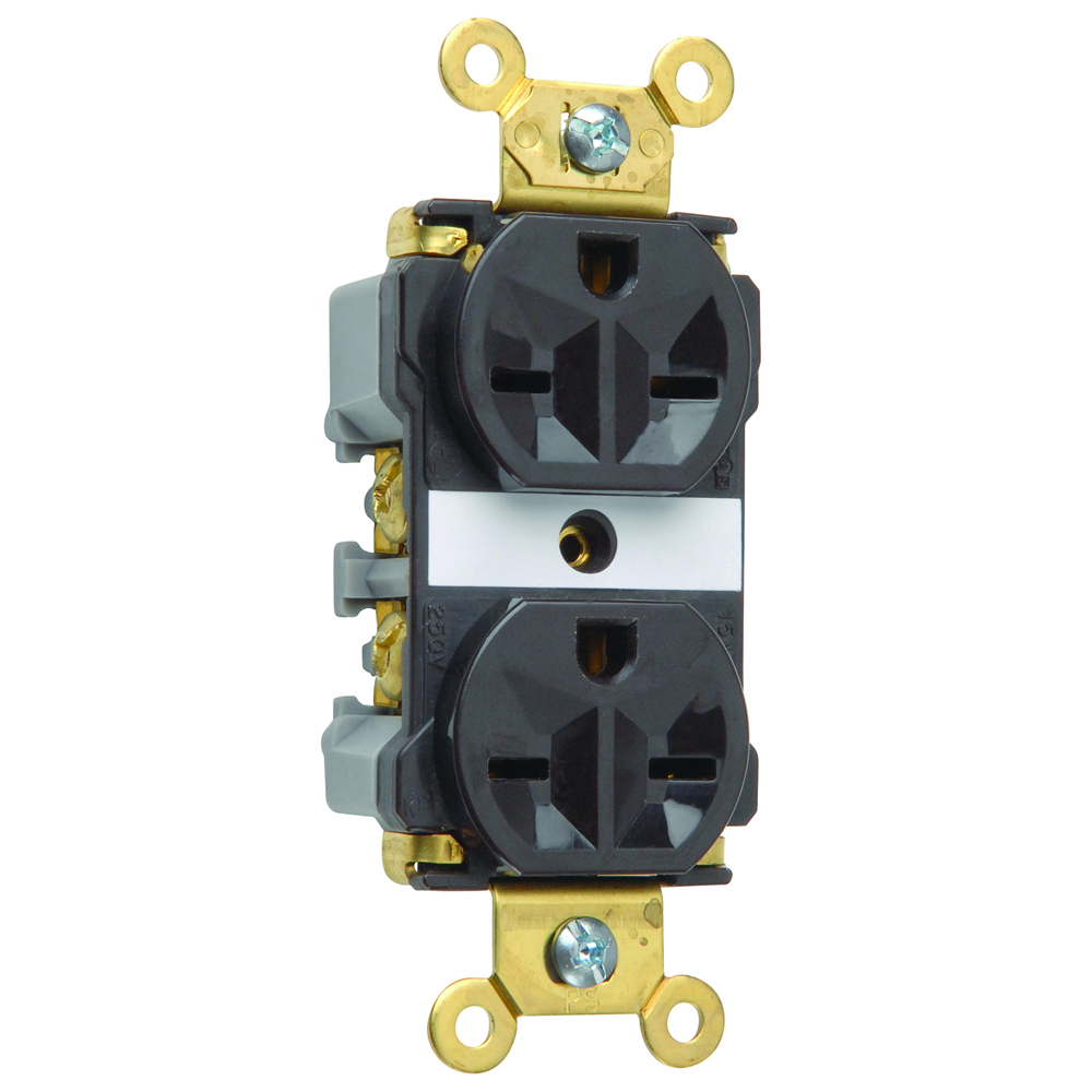 5662A Industrial Extra Heavy Duty Spec Grade Receptacle, Back and Side Wire, 15 Amp, 250V, Brown