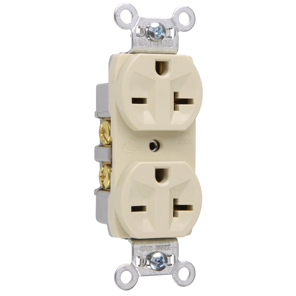 5850I Single Receptacle, 20 Amp, 250V, Ivory