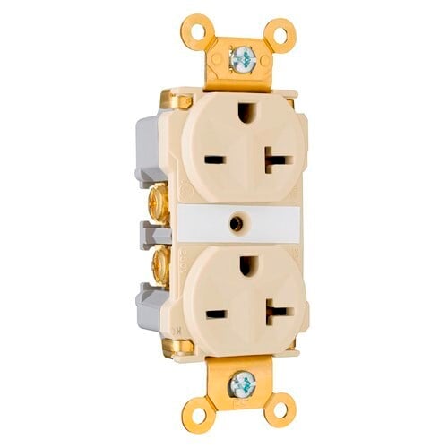 5862AI Industrial Extra Heavy Duty Spec Grade Receptacles, Back and Side Wire, 20 Amp, 250V, Ivory