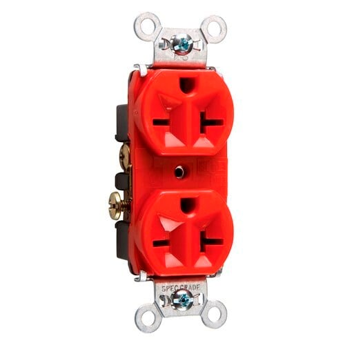 5862RED 20 Amp 250V  Duplex Receptacle, Back and Side Wire, Red