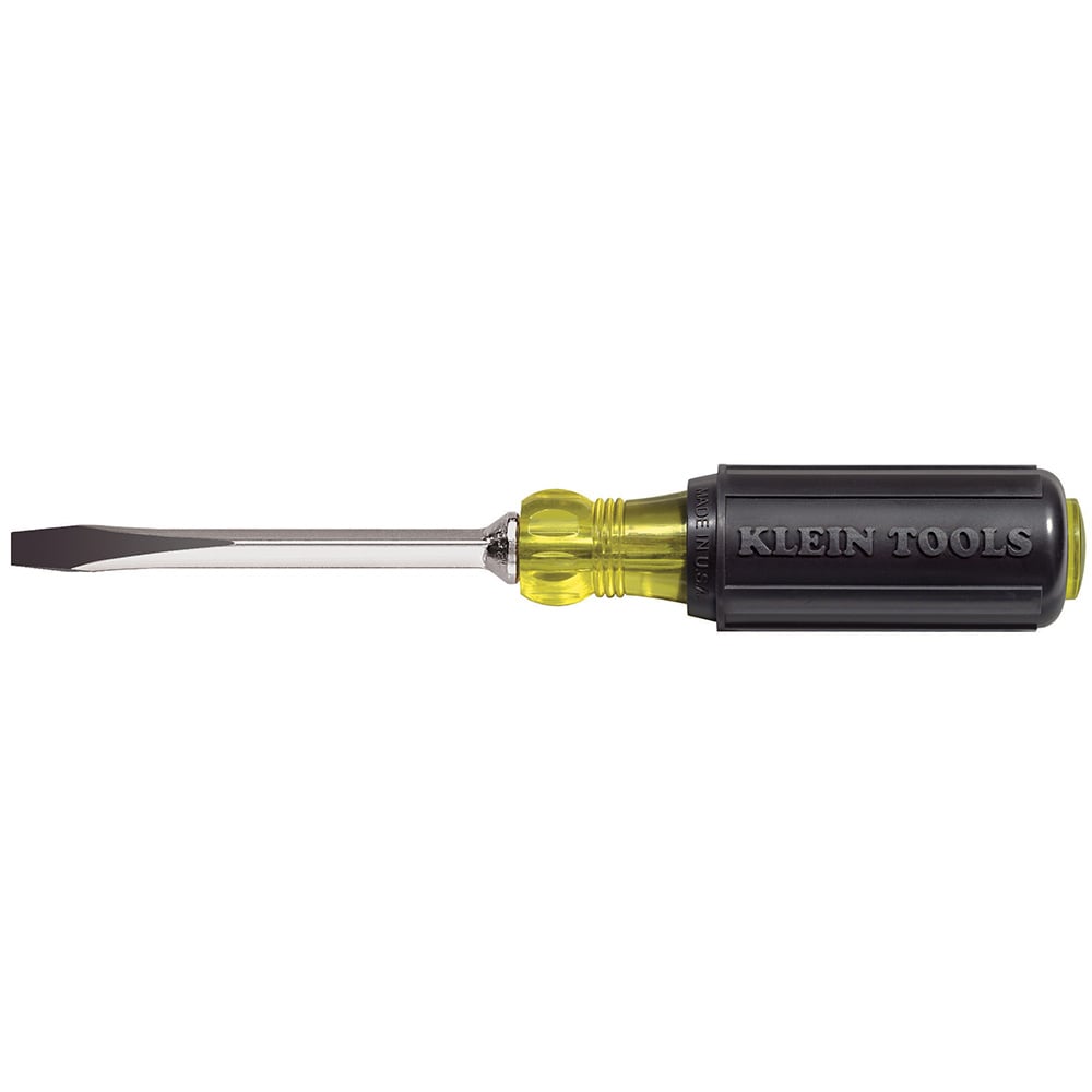 600-4 Cushion-Grip Heavy Duty Screwdriver, 1/4 in Slotted Point, Steel Shank, 8-11/32 in OAL, Acetate Handle, Polished Chrome, ANSI/ASME Specified