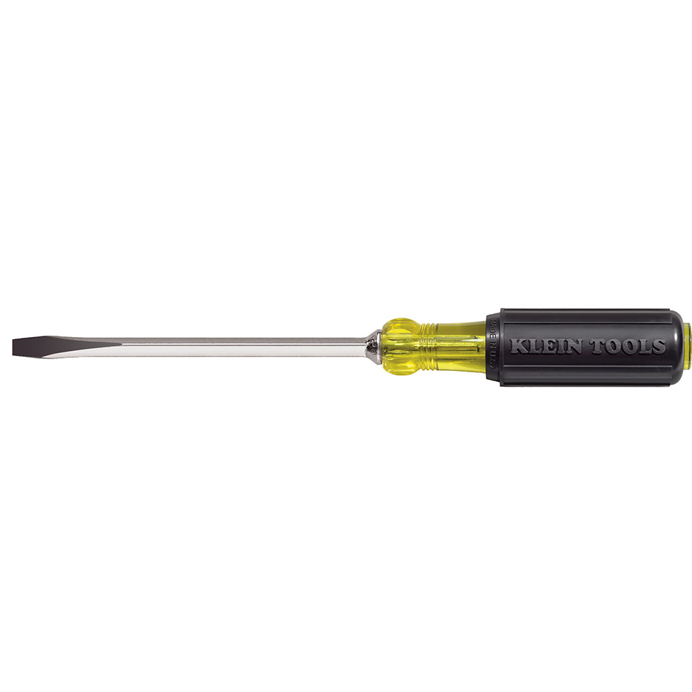 600-6 Cushion-Grip Heavy Duty Screwdriver, 5/16 in Slotted Point, Steel Shank, 10.938 in OAL, Rubber Handle, Polished Chrome, ANSI/ASME Specified