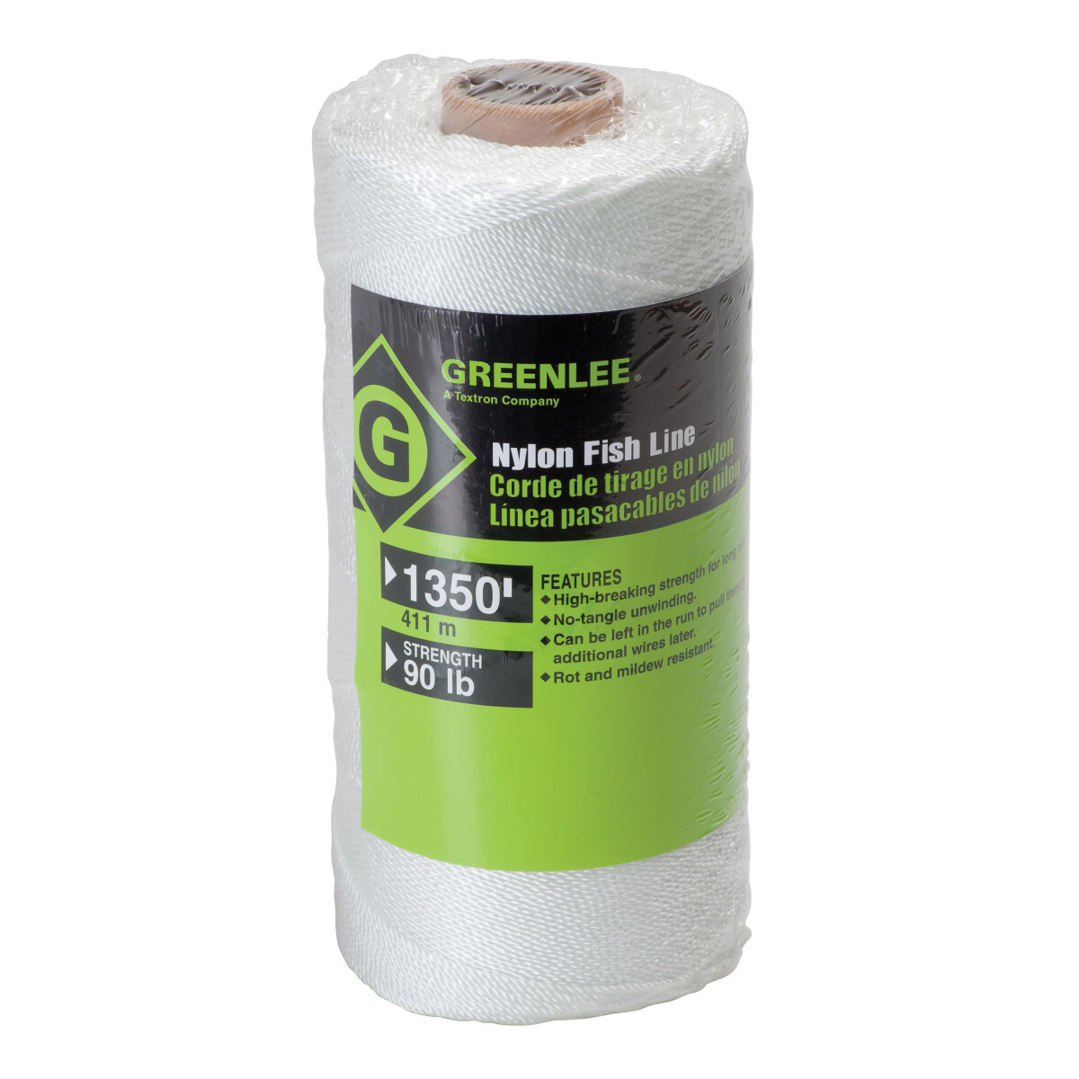607 Strong Lightweight Conduit Bonded Fishline, 90 lb Tensile Strength, 1350 ft L, Nylon