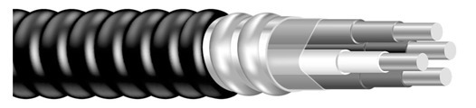 MC Armorlite Cable, PVC Jacketed, 10 AWG, 2 Conductors, Solid, 1000 Foot Reel